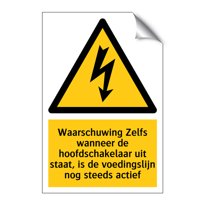 Waarschuwing Zelfs wanneer de hoofdschakelaar uit staat, is de voedingslijn nog steeds actief