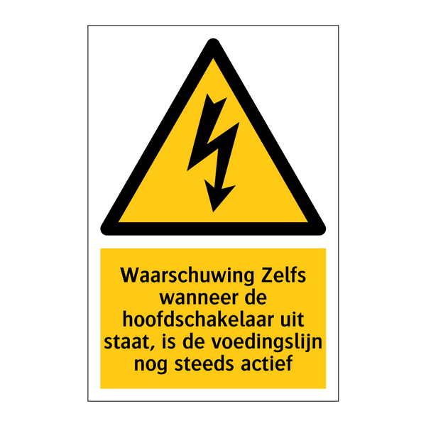 Waarschuwing Zelfs wanneer de hoofdschakelaar uit staat, is de voedingslijn nog steeds actief