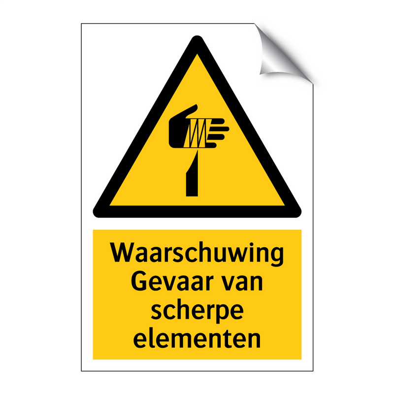 Waarschuwing Gevaar van scherpe elementen