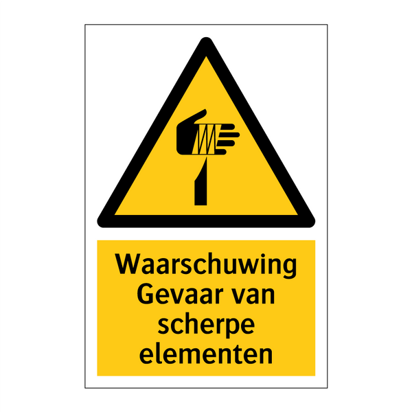 Waarschuwing Gevaar van scherpe elementen