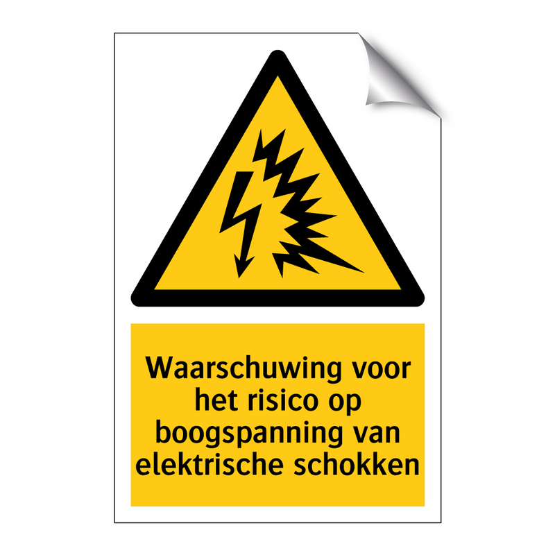 Waarschuwing voor het risico op boogspanning van elektrische schokken