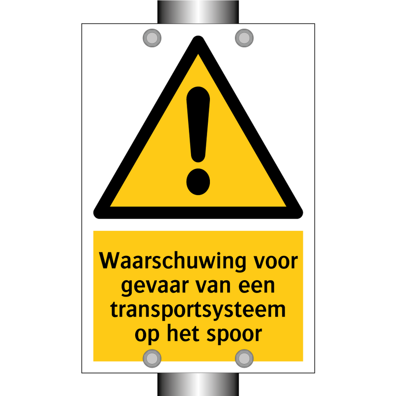 Waarschuwing voor gevaar van een transportsysteem op het spoor