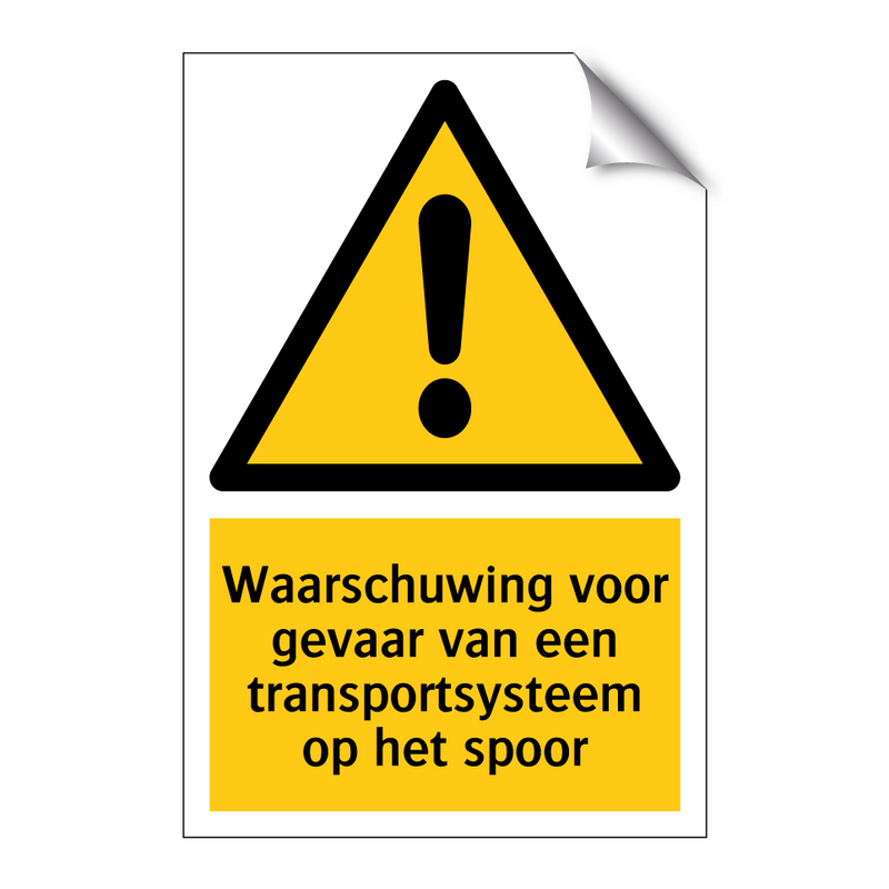 Waarschuwing voor gevaar van een transportsysteem op het spoor