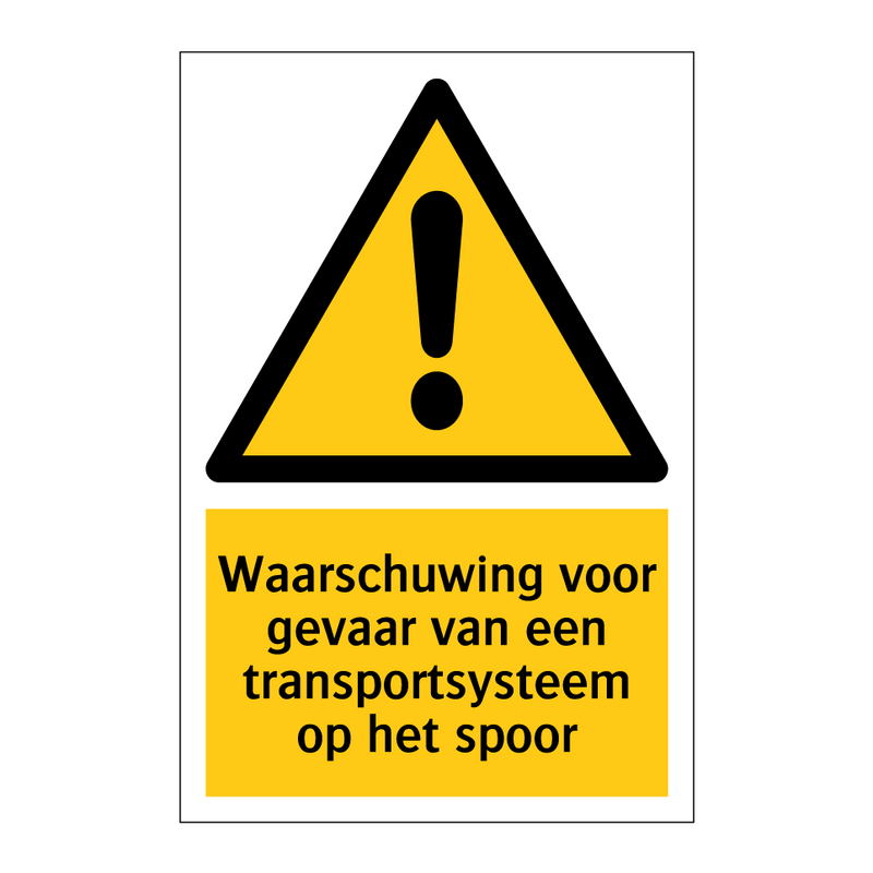 Waarschuwing voor gevaar van een transportsysteem op het spoor