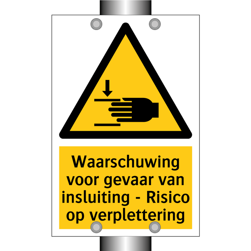 Waarschuwing voor gevaar van insluiting - Risico op verplettering