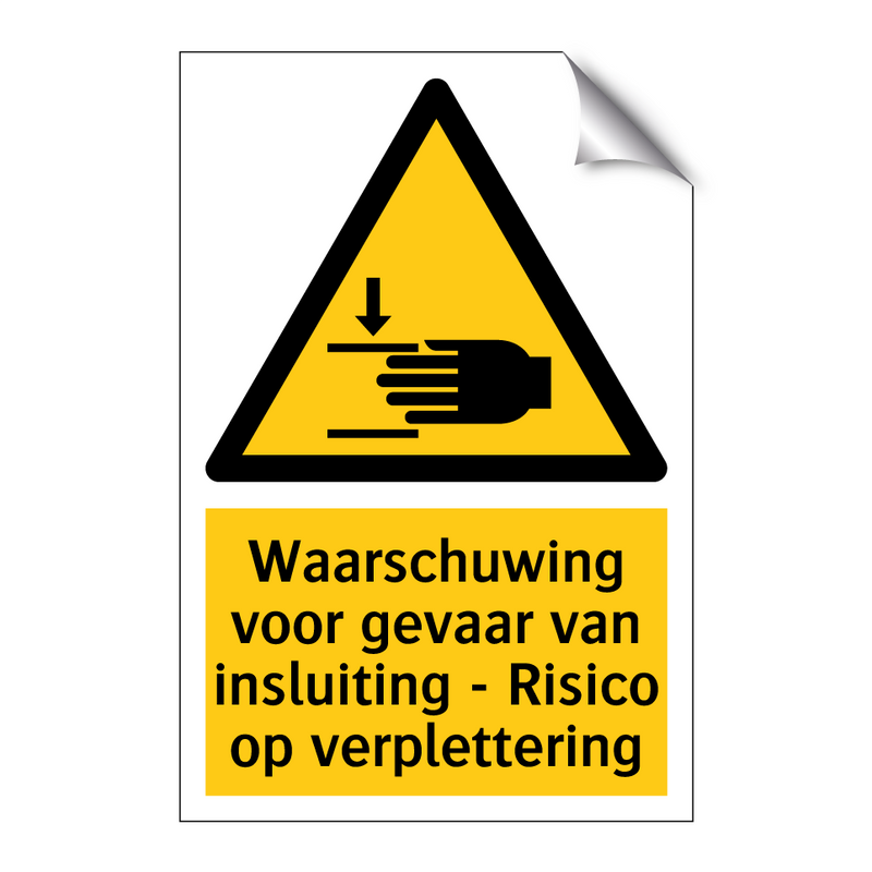 Waarschuwing voor gevaar van insluiting - Risico op verplettering