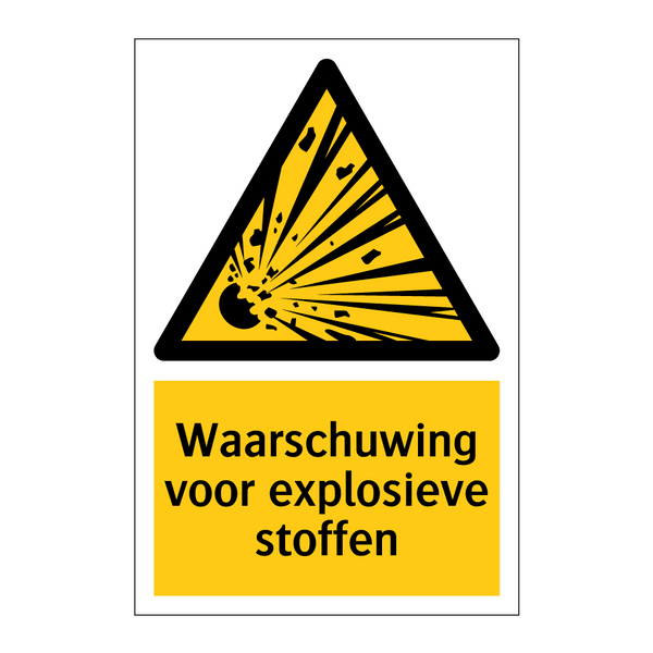 Waarschuwing voor explosieve stoffen