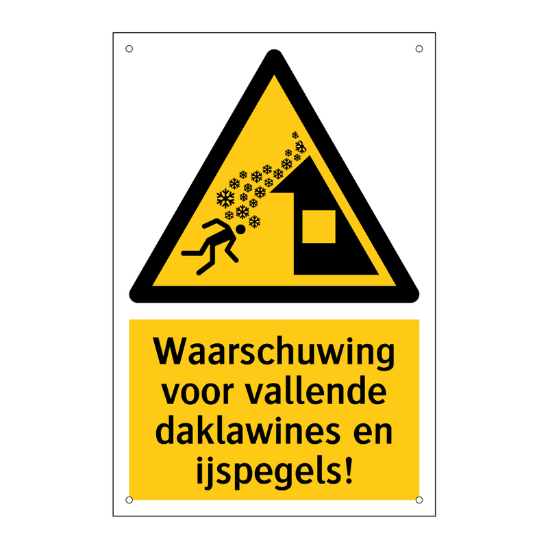 Waarschuwing voor vallende daklawines en ijspegels!