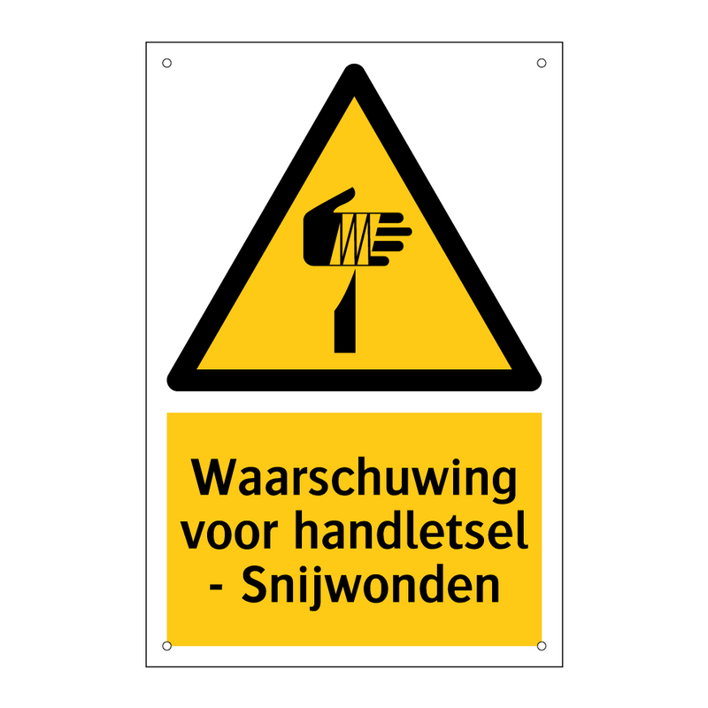 Waarschuwing voor handletsel - Snijwonden