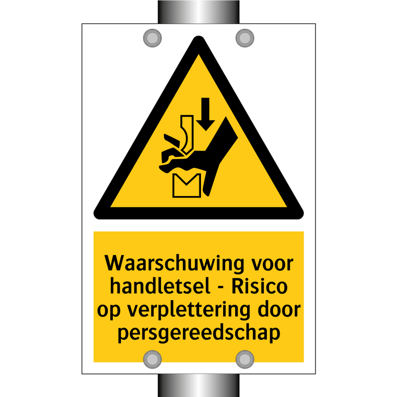 Waarschuwing voor handletsel - Risico op verplettering door persgereedschap