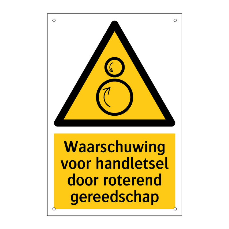 Waarschuwing voor handletsel door roterend gereedschap