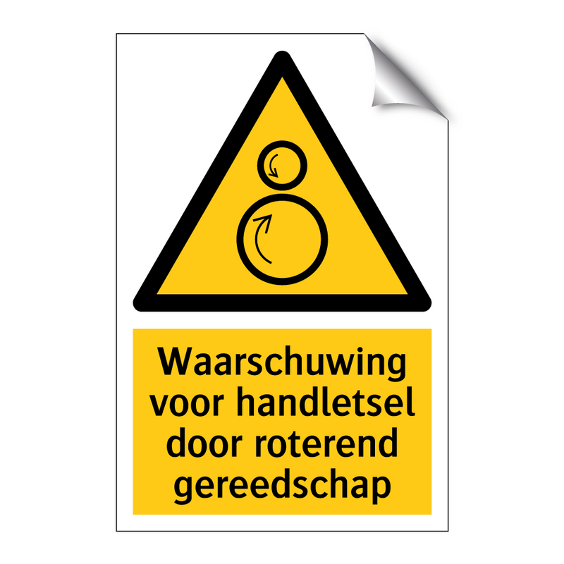 Waarschuwing voor handletsel door roterend gereedschap