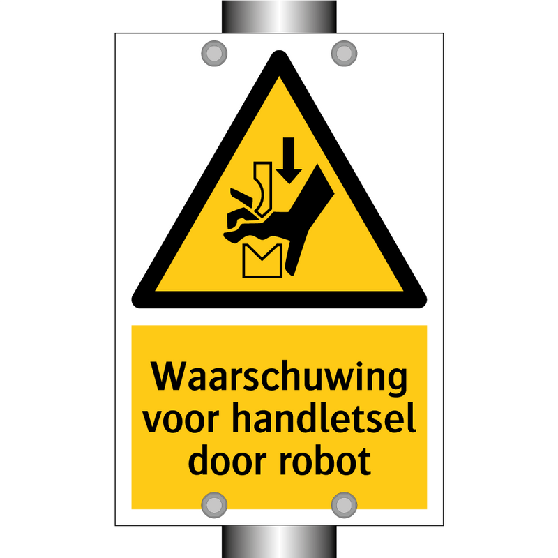 Waarschuwing voor handletsel door robot