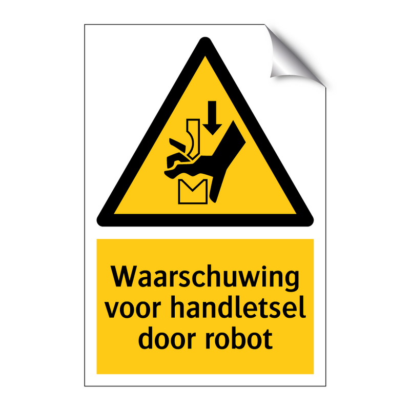 Waarschuwing voor handletsel door robot