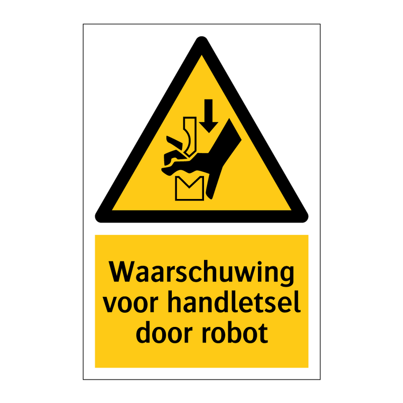 Waarschuwing voor handletsel door robot