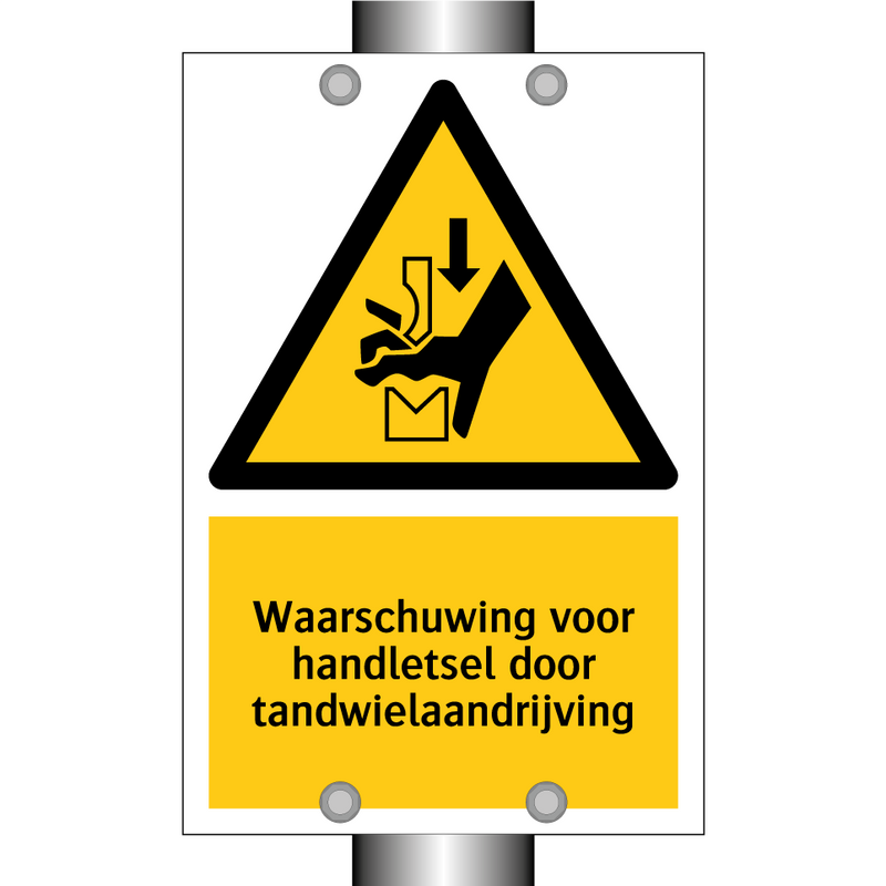 Waarschuwing voor handletsel door tandwielaandrijving