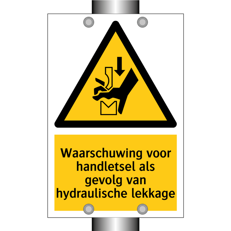 Waarschuwing voor handletsel als gevolg van hydraulische lekkage