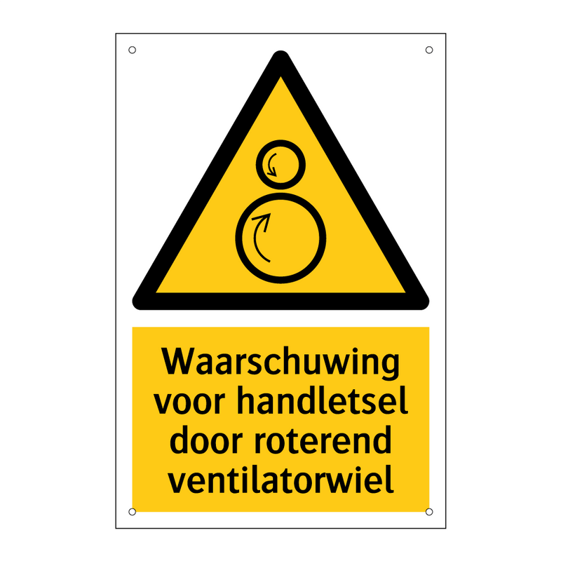 Waarschuwing voor handletsel door roterend ventilatorwiel