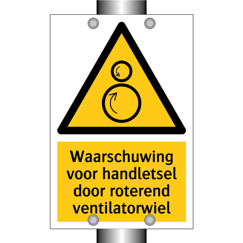 Waarschuwing voor handletsel door roterend ventilatorwiel