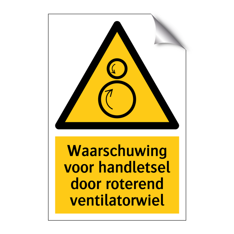 Waarschuwing voor handletsel door roterend ventilatorwiel