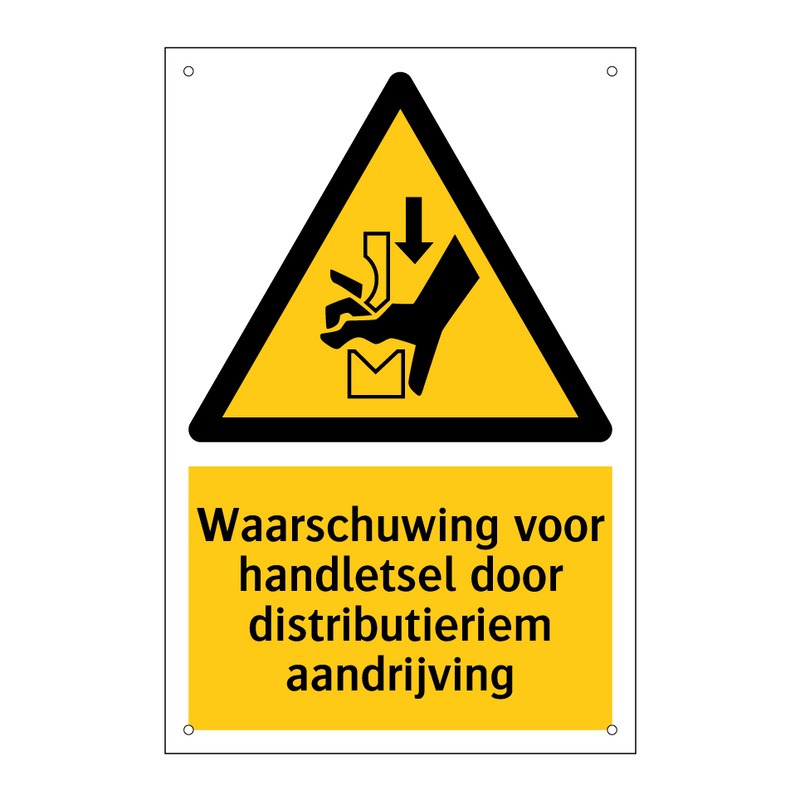 Waarschuwing voor handletsel door distributieriem aandrijving