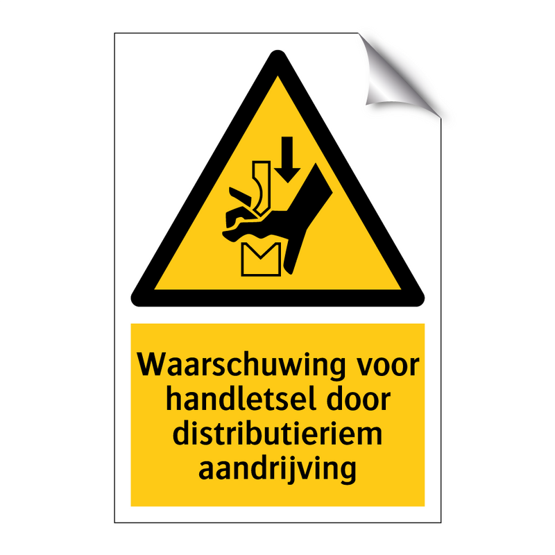 Waarschuwing voor handletsel door distributieriem aandrijving