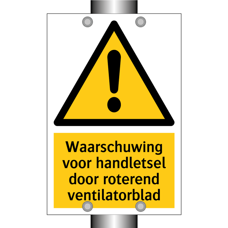 Waarschuwing voor handletsel door roterend ventilatorblad