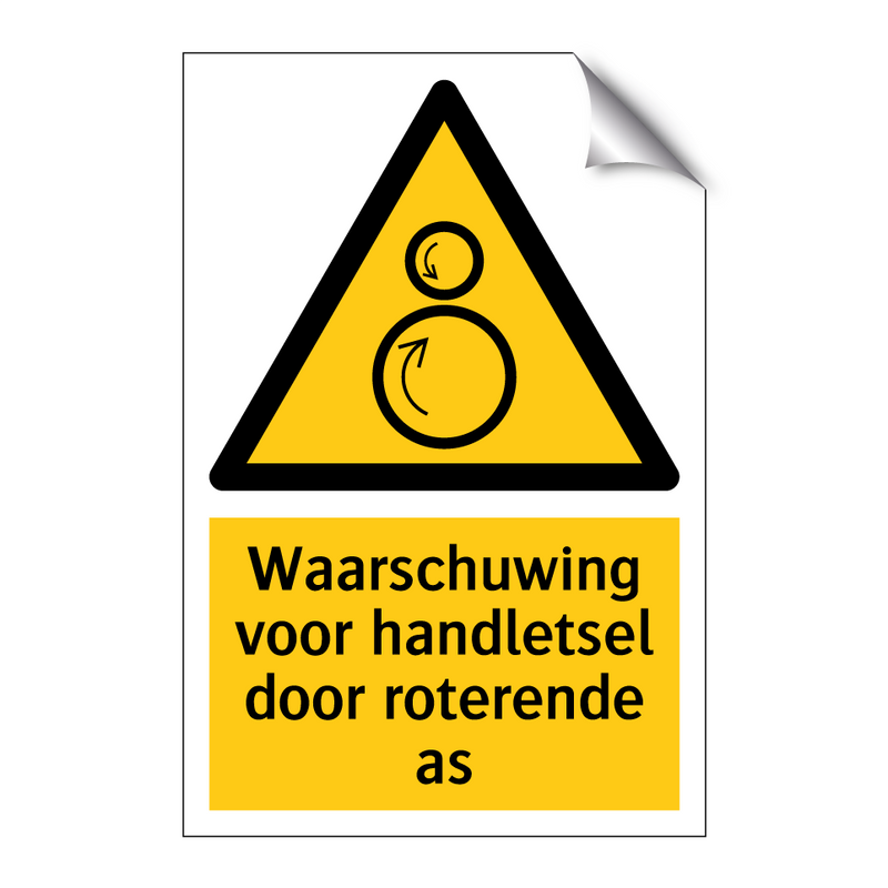 Waarschuwing voor handletsel door roterende as