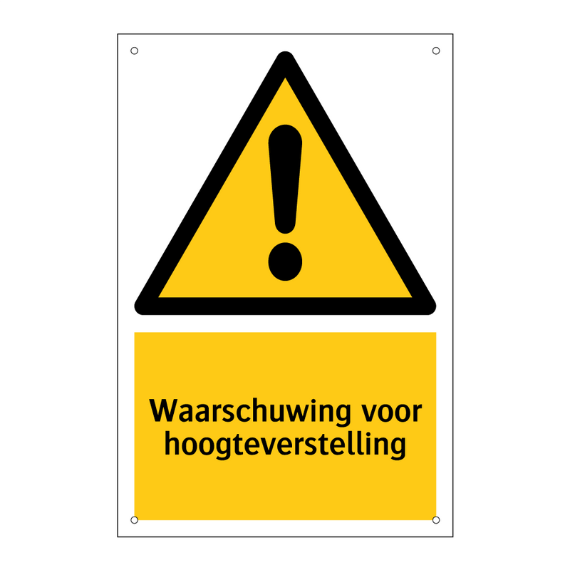 Waarschuwing voor hoogteverstelling