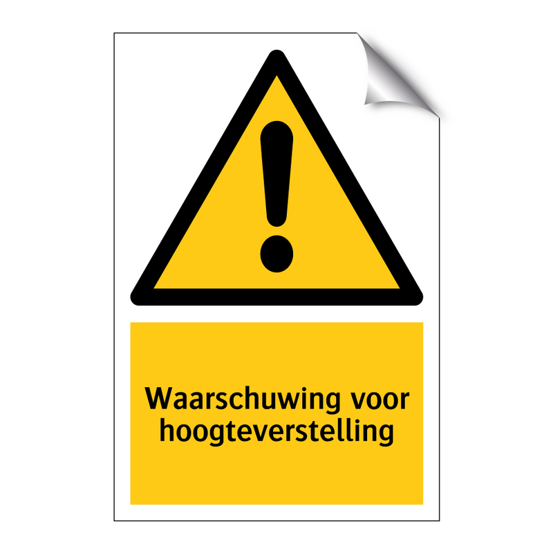 Waarschuwing voor hoogteverstelling