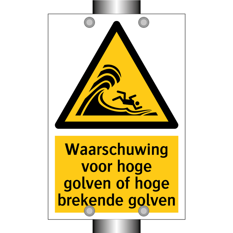 Waarschuwing voor hoge golven of hoge brekende golven