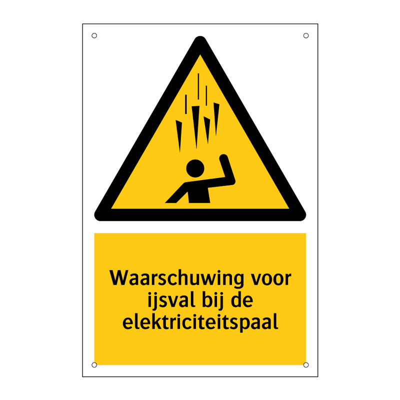 Waarschuwing voor ijsval bij de elektriciteitspaal