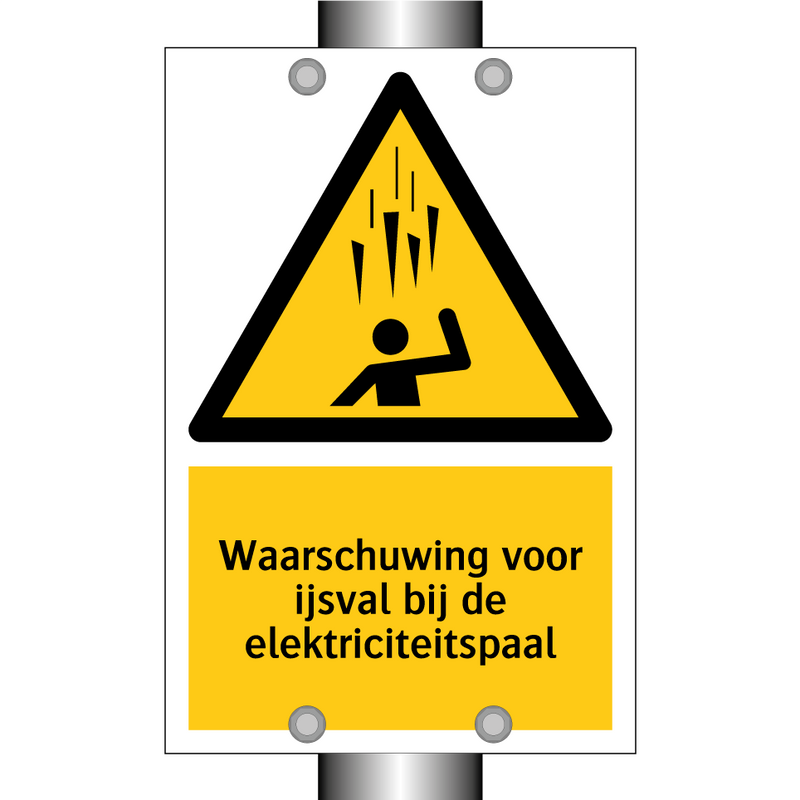 Waarschuwing voor ijsval bij de elektriciteitspaal