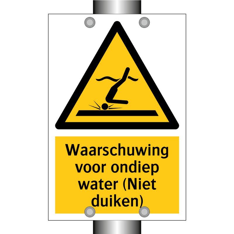 Waarschuwing voor ondiep water (Niet duiken)