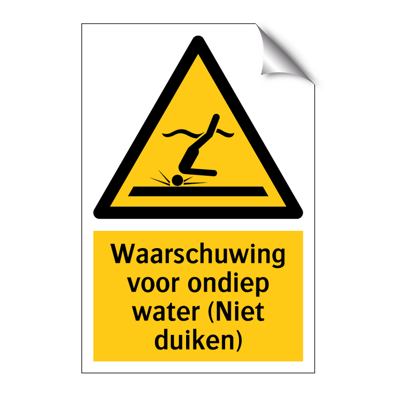 Waarschuwing voor ondiep water (Niet duiken)