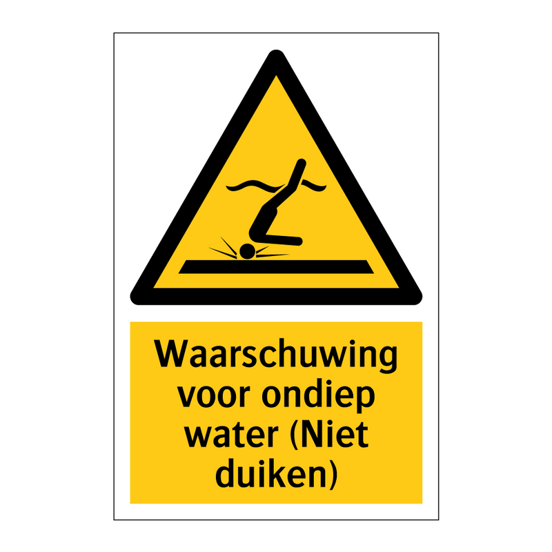 Waarschuwing voor ondiep water (Niet duiken)