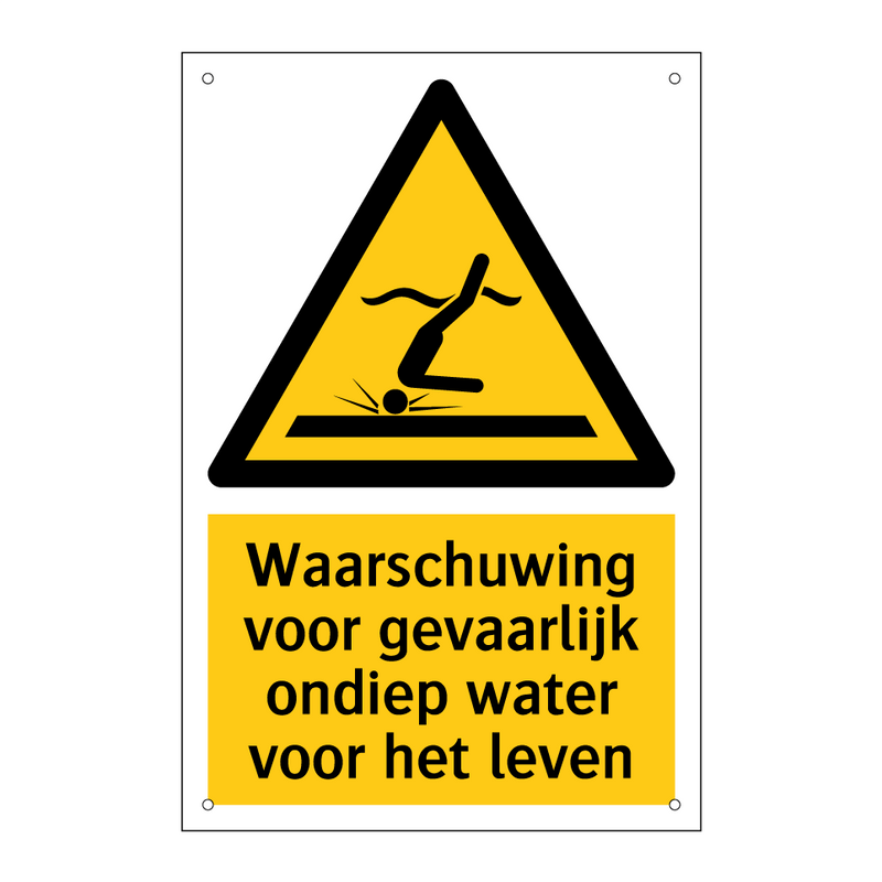 Waarschuwing voor gevaarlijk ondiep water voor het leven