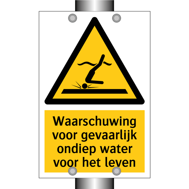 Waarschuwing voor gevaarlijk ondiep water voor het leven