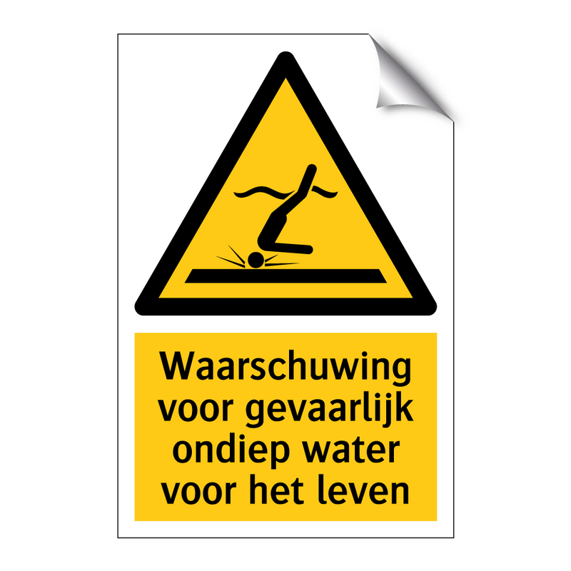 Waarschuwing voor gevaarlijk ondiep water voor het leven