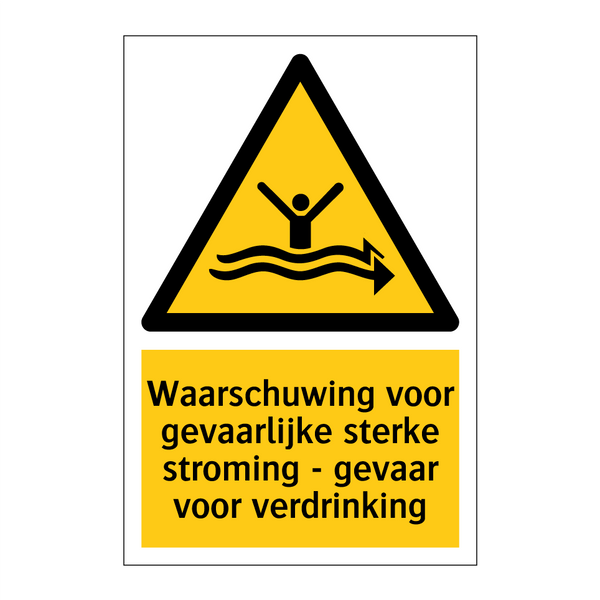 Waarschuwing voor gevaarlijke sterke stroming - gevaar voor verdrinking