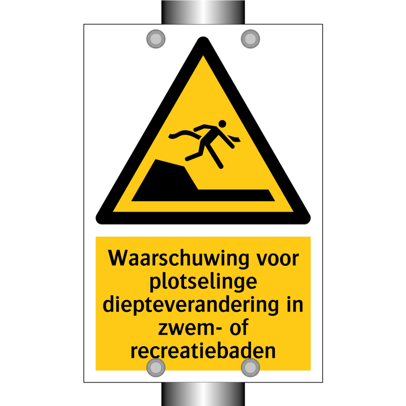 Waarschuwing voor plotselinge diepteverandering in zwem- of recreatiebaden