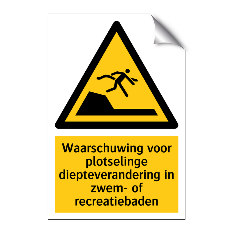 Waarschuwing voor plotselinge diepteverandering in zwem- of recreatiebaden