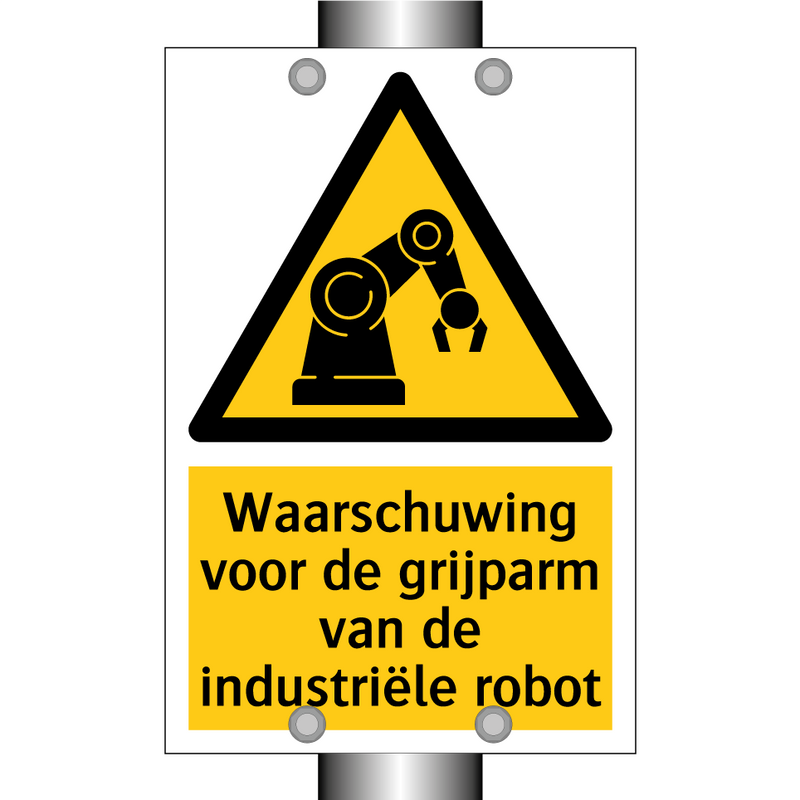 Waarschuwing voor de grijparm van de industriële robot