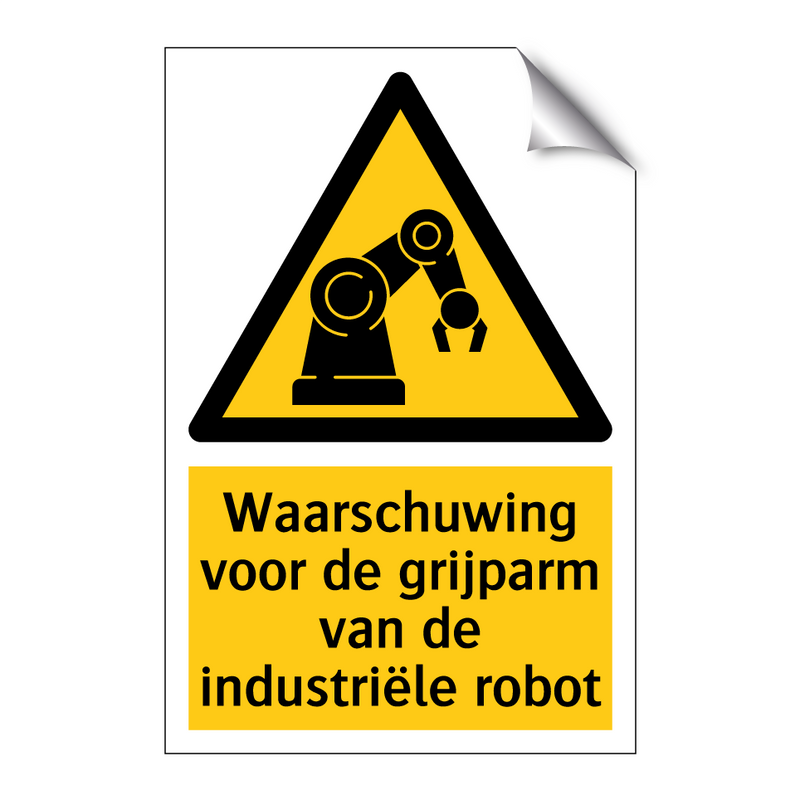 Waarschuwing voor de grijparm van de industriële robot