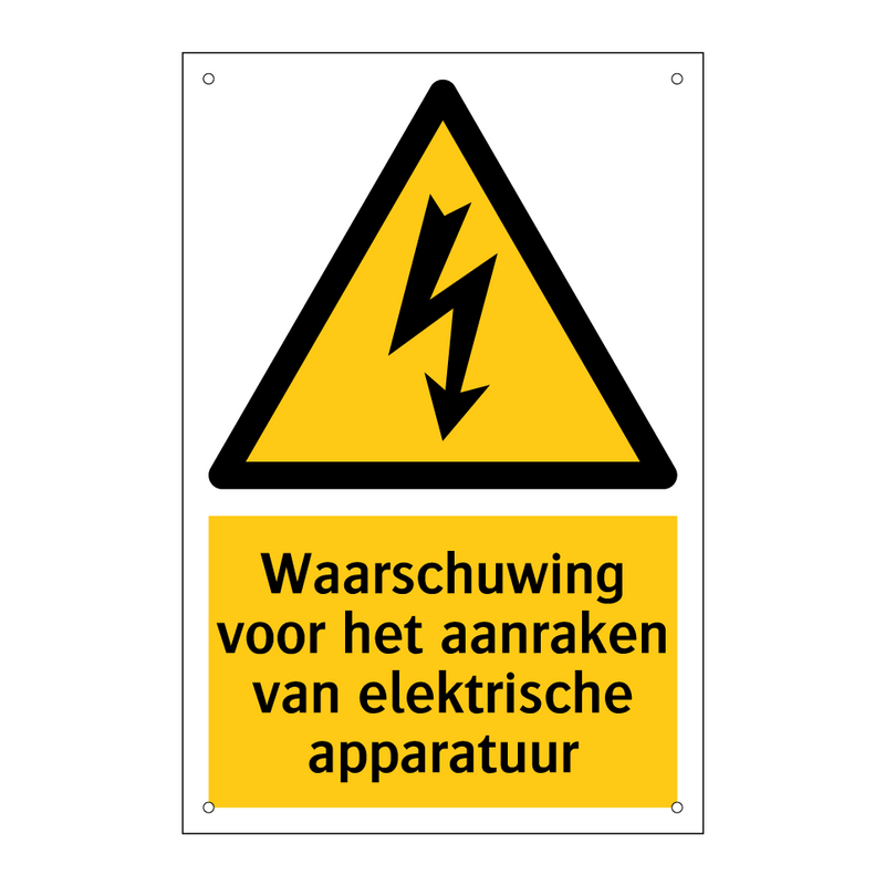 Waarschuwing voor het aanraken van elektrische apparatuur