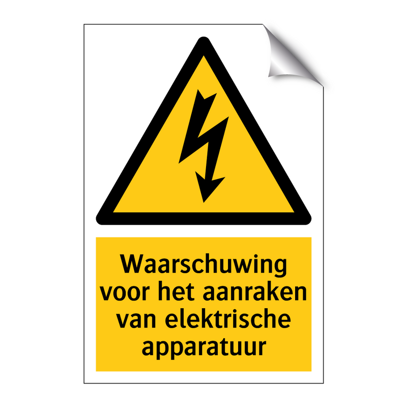 Waarschuwing voor het aanraken van elektrische apparatuur