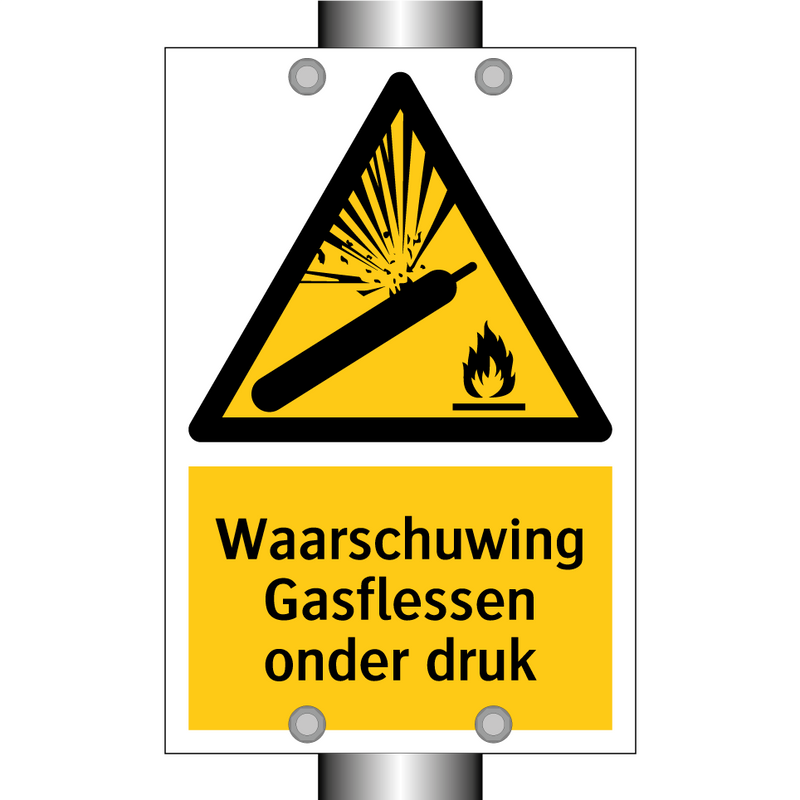 Waarschuwing Gasflessen onder druk