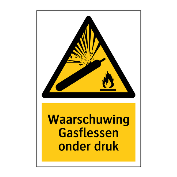 Waarschuwing Gasflessen onder druk