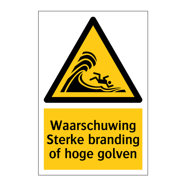 Waarschuwing Sterke branding of hoge golven