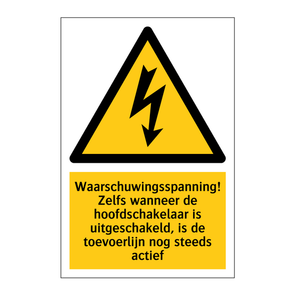 Waarschuwingsspanning! Zelfs wanneer de hoofdschakelaar is uitgeschakeld, is de toevoerlijn nog steeds actief